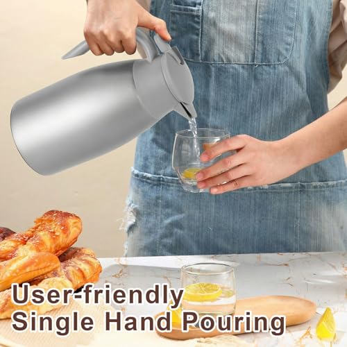 2 Pcs Thermal Coffee Carafe Insulated Stainless Steel Coffee Carafe for Hot Liquid Vacuum Thermal Pot Creamer Pitcher Dispenser with Brushes Keeping Hot Water Milk (2 Count)