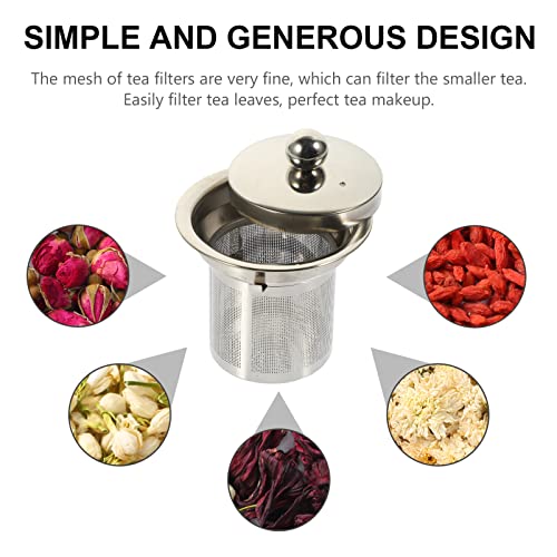 Stainless Steel Tea Strainer Insert with Fine Mesh Filter and Lid Replacement Tea Infuser for Teapot Accessories Compact 3.00X2.44 Inch Suitable for Home Rooms and Restaurants