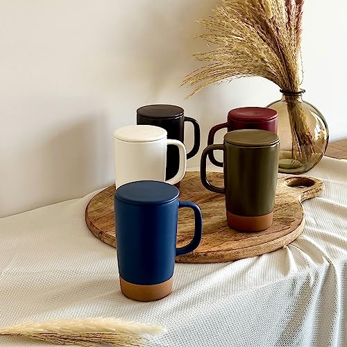 Mora Ceramics Large Tea Mug with Loose Leaf Infuser and Ceramic Lid