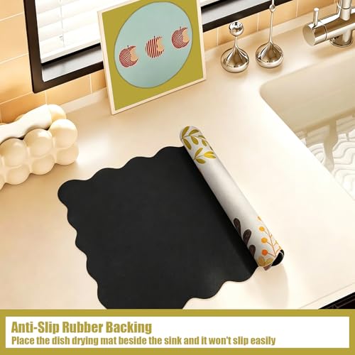Scalloped Cute Coffee Bar Mat for Countertop