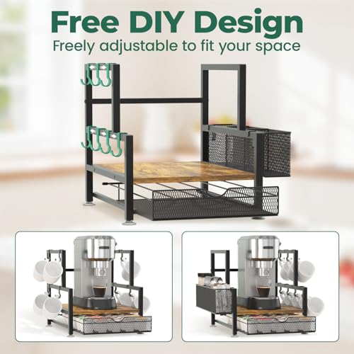 Coffee Bar Station Organizer with K Cup Drawer