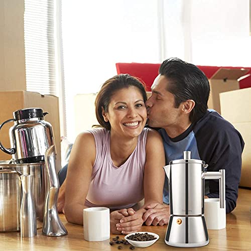 Diego Stovetop Espresso Maker Stainless Steel Italian Coffee Machine Maker 4Cup 6.8 oz Induction Moka Pot