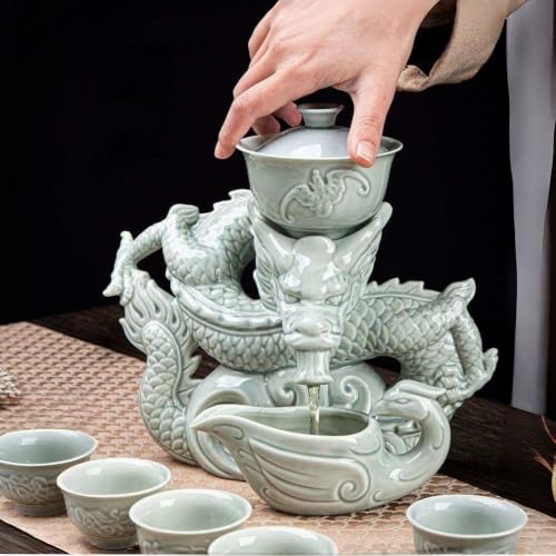Celadon Dragon Ceramic Gongfu Tea Set with 6 Tea Cups