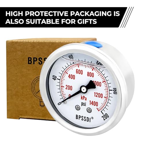 0 200 Psi Glycerin Liquid Filled Low Pressure Gauge