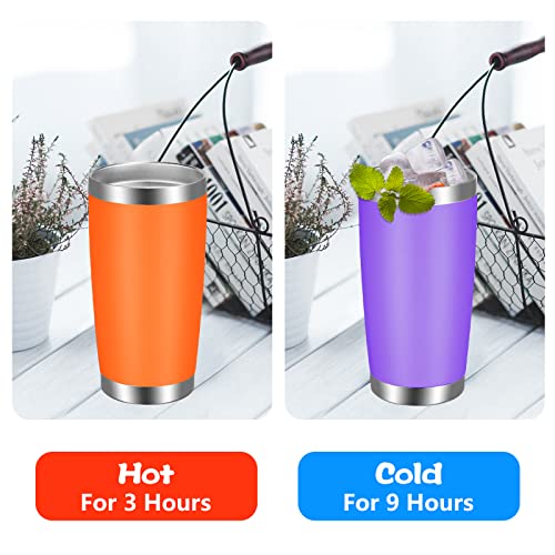 20oz Tumbler with Lid and Straw Stainless Steel Tumbler Cup Bulk Vacuum Insulated Double Wall Travel Coffee Mug Powder Coated Coffee Cup (6 Count)