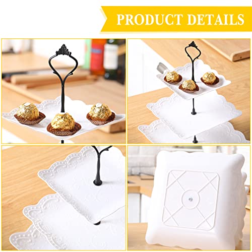 6 Pack 3 Tiered Serving Tray White Plastic Dessert Tower