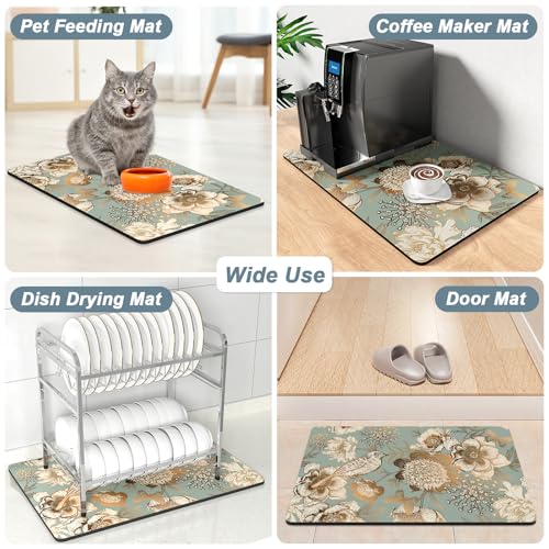 Coffee Mat 12" x 19" Cute Coffee Bar Mats for Espresso Machine Station Accessories and Organizer
