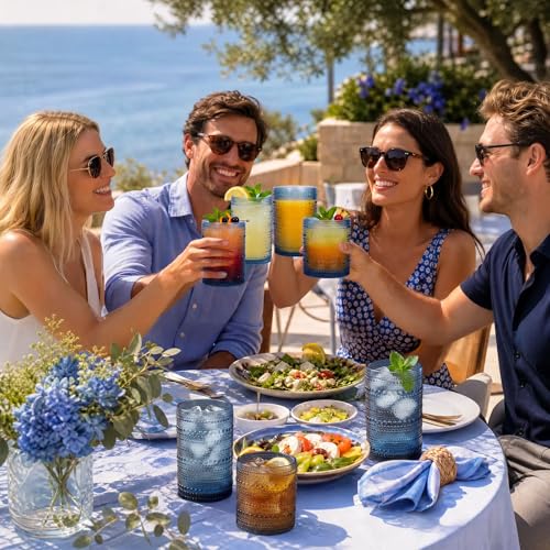 Hobnail Drinking Glasses Set of 12 Kitchen Glass Cups Glassware (12 Count)