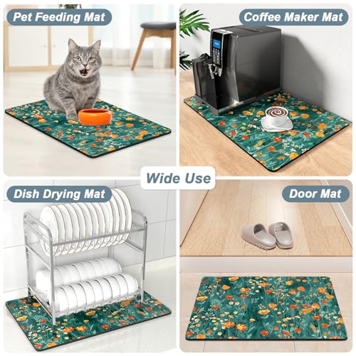 Coffee Mat 12" x 19" Cute Coffee Bar Mats for Espresso Machine Station Accessories and Organizer