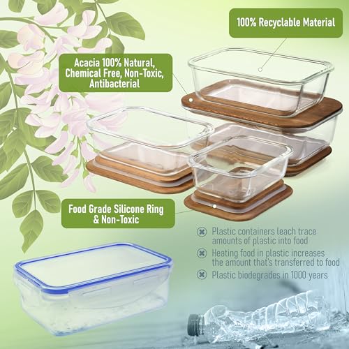 Glass Container Set with Acacia Lids