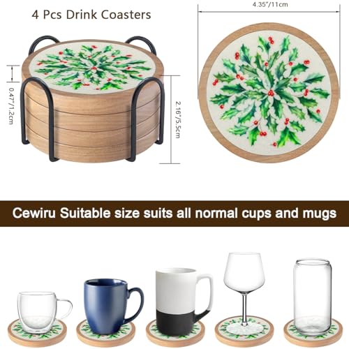 Christmas Coasters Set of 4 with Holder