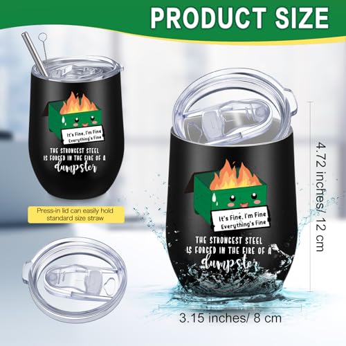 10 Pcs Coworker Gift Dumpster Fire Tumbler with Straw Lid (10 Count)