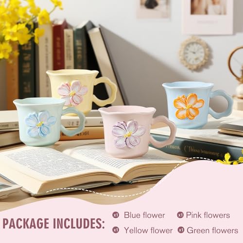 Cute Floral Coffee Mug Set of 4