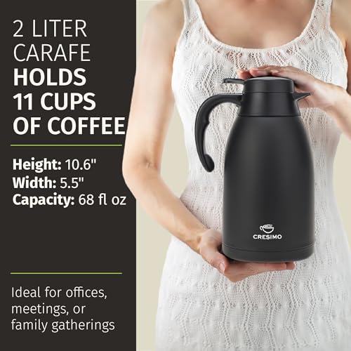 68 Oz Stainless Steel Black Thermal Coffee Carafe