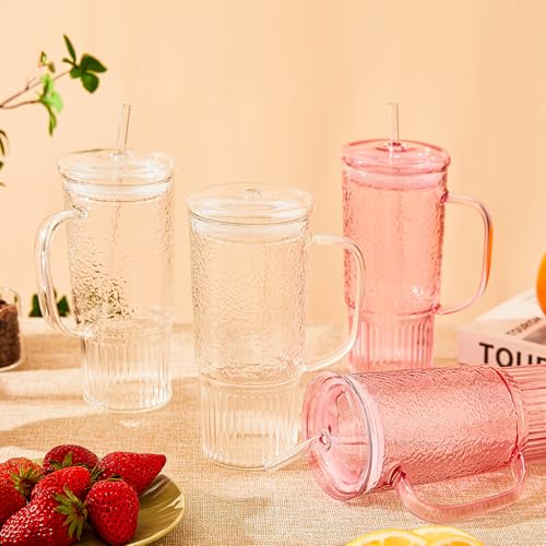 Glass Cups with Lids and Straws (2 Count)