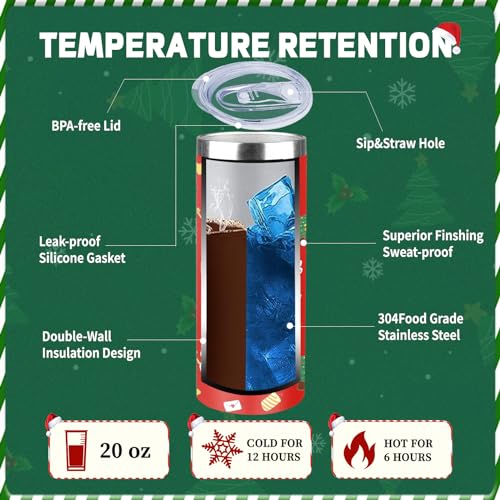 20oz Christmas Skinny Tumbler with Lid and Straw (2 Count)