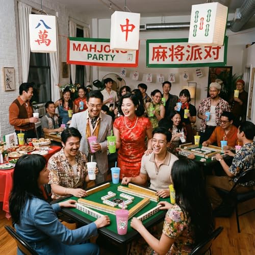 24 Pcs Mahjong Plastic Cups with Lids and Straws 24 oz Funny Mah Jong Tumbler Gifts Reusable Coffee Cups for Mahjong Lover Family Play Day Decorations Accessories Game Night Party Supplies (24 Count)