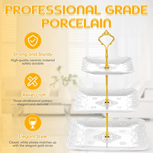 2 Pcs 3 Tier Porcelain Cupcake Stand (6 Count)