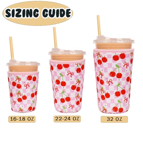 Reusable Insulated Neoprene Iced Coffee Cup Sleeve (3 Count)