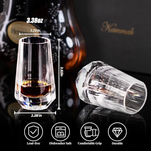 Crystal Whiskey Glasses Set of 2 Handcrafted Shot Glasses Stemless (2 Count)