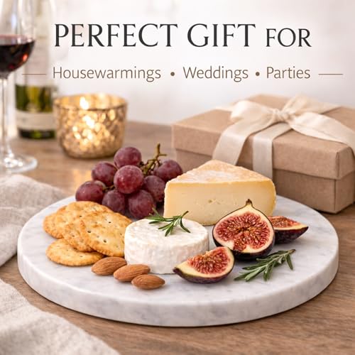 8 Inch Round Marble Cheese Board with Non
