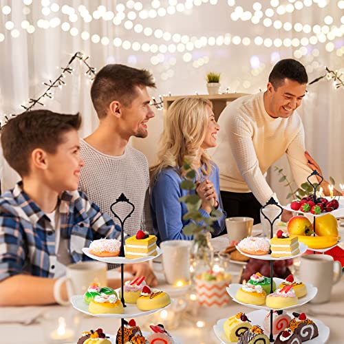 6 Pack 3 Tiered Serving Tray White Plastic Dessert Tower