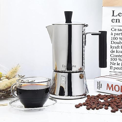 Pedro Stovetop Espresso Maker 4Cup 200ml Stainless Steel Italian Coffee Machine Maker Moka Pot Induction Espresso Pot (4 Count)