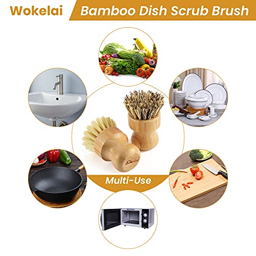 Bamboo Dish Scrub Brushes Set for Kitchen (2 Count)