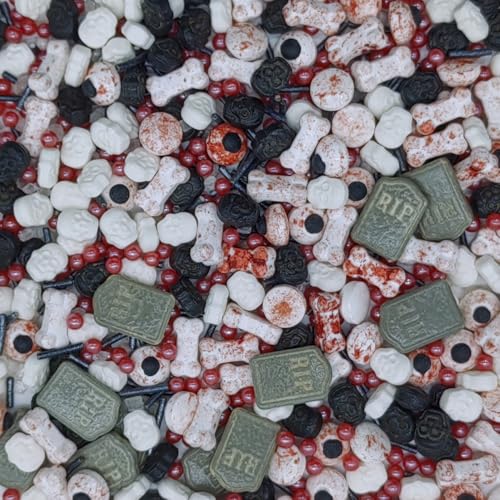 Halloween Sprinkles Gravestones & Bones & Eyes & Skull Topper Edible Themed Sprinkles For Cookie Decorating