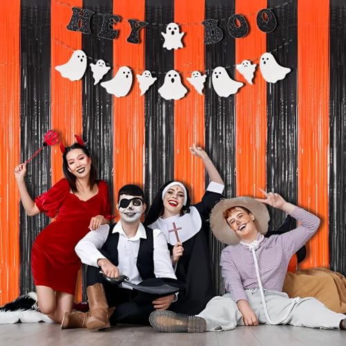 Party Foil Fringe Curtains Backdrop Halloween Decorations (2 Count)