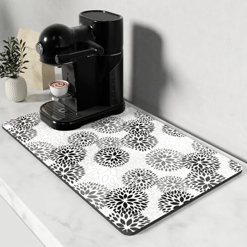 Coffee Mat 12" x 19" Cute Coffee Bar Mats for Espresso Machine Station Accessories and Organizer