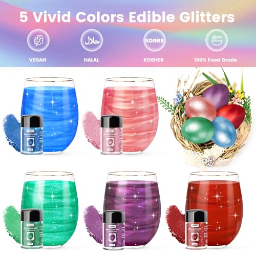 5 Colors Edible Glitter Set (5 Count)