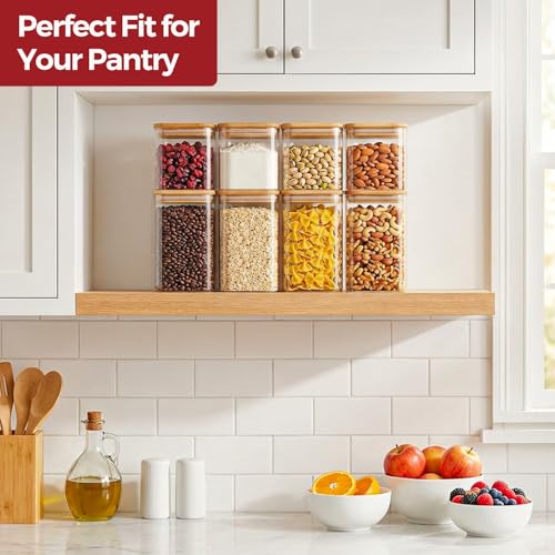 Glass Pantry Storage Containers with Lids 1 (6 Count)