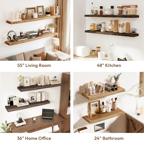 Wood Floating Shelves Live Edge 48” Set of 1
