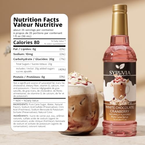 Coffee Syrup White Chocolate Cranberry Flavored Syrup for Drinks (25.4 Fl Oz)