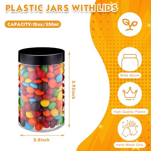4 Pcs Plastic Jars Wide Mouth with Lids (4 Count)