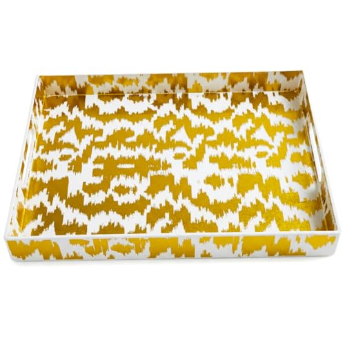 White & Gold Glitter Abstract Serving Tray with Handles