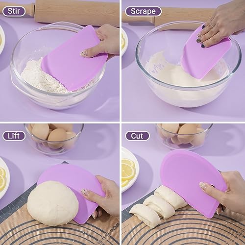 Silicone Bowl Scraper Flexible Curved Edge Dough Scraper Baking Bread