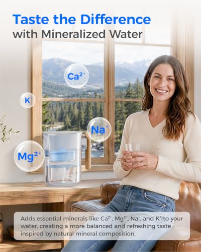 PT-04C-A Alkaline Water Filter Pitcher, 10-Cup Capacity, Clear