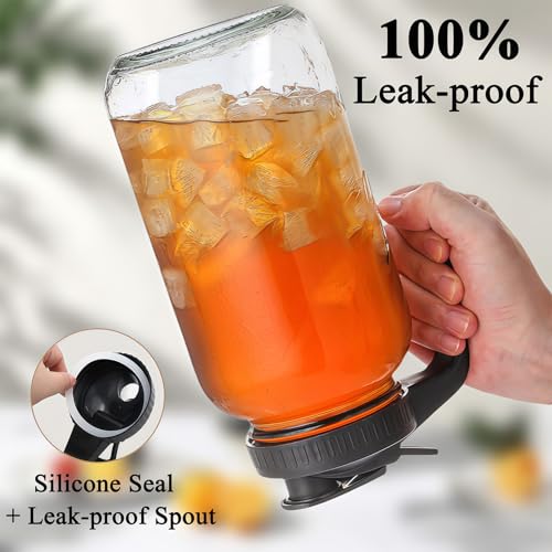 64oz (2 quart) Glass Pitcher with Lid, Mason Jar Pitcher, Glass Container