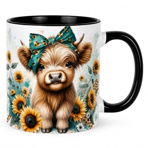 Sunflower Highland Cow Coffee Mug Gift