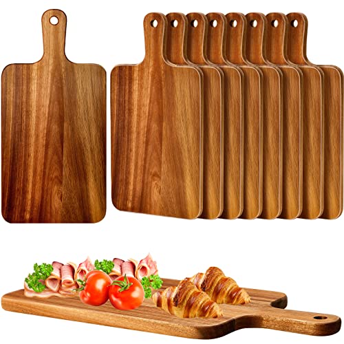 10 Pcs Wood Cutting Board with Handle 15.7 x 7.8 Inch Acacia Wooden Serving Kitchen Chopping Boards for Pizza (10 Count)