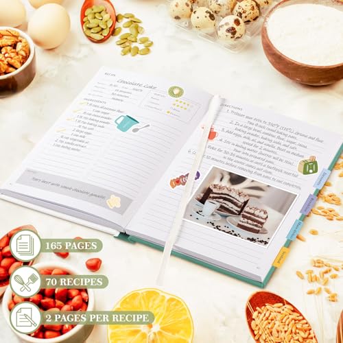 Blank Recipe Book Cookbook for 70 Recipes