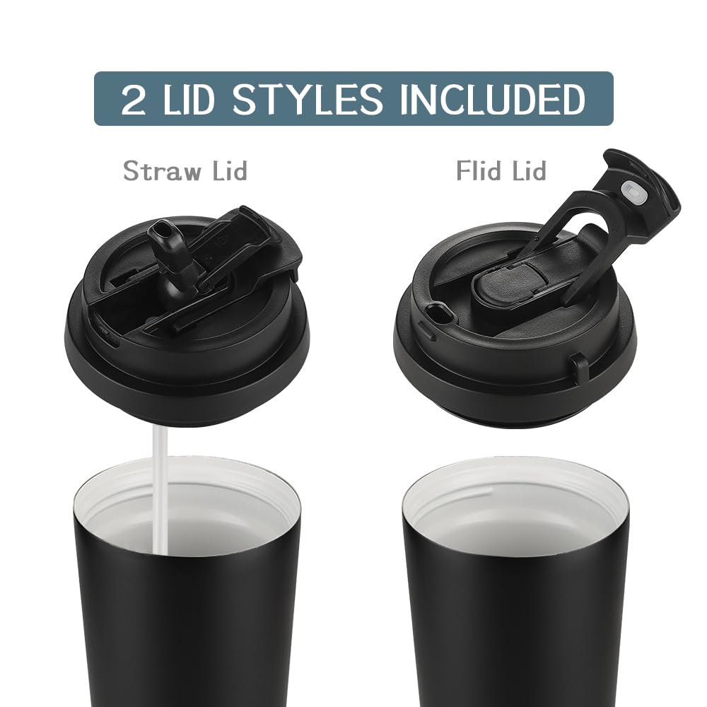 Travel mug flip lid with built-in straw spout