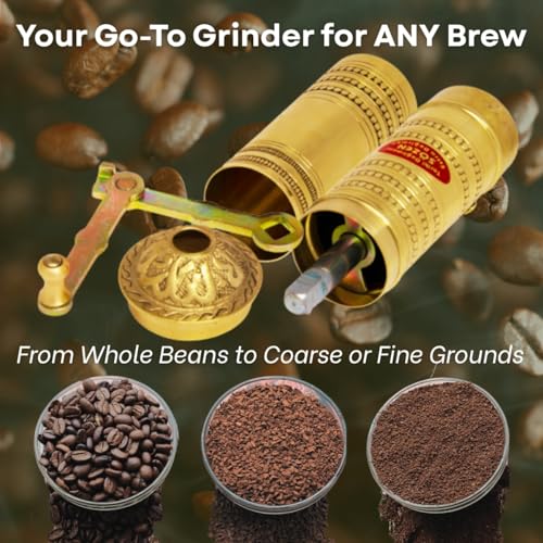 Sozen Hammered 9" Manual Coffee Grinder Brass