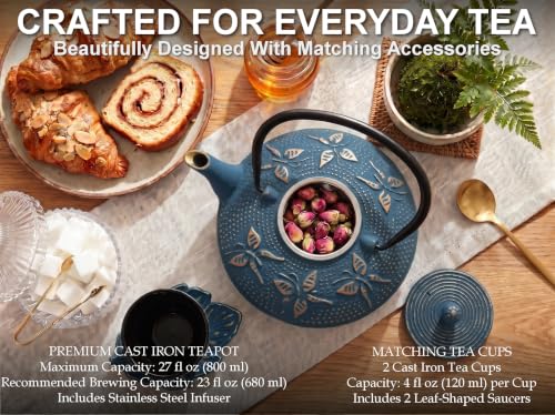 Blue Butterfly Cast Iron Tea Set