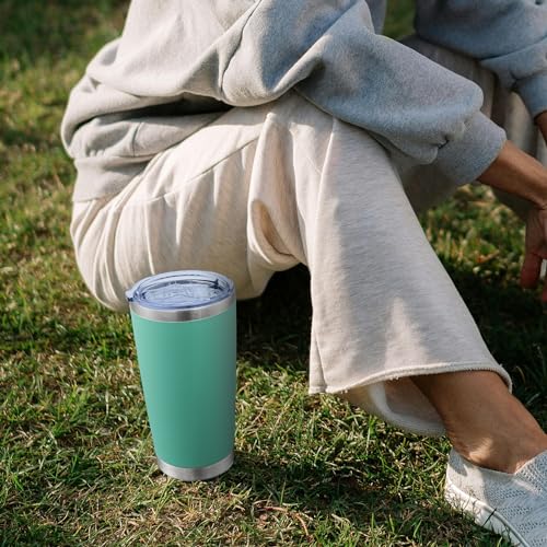 20oz Tumbler with Lid Stainless Steel Tumblers Insulated Mug Light Blue 12P (12 Count)