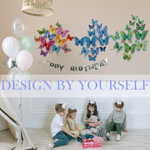 3D Butterfly Wall Decor Butterfly Decorations Stickers with Magnets (72 Count)