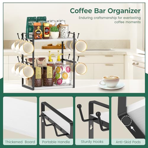 Coffee Station Bar Organizer Mug Holder Stand Countertop
