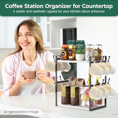 Coffee Station Bar Organizer Mug Holder Stand Countertop